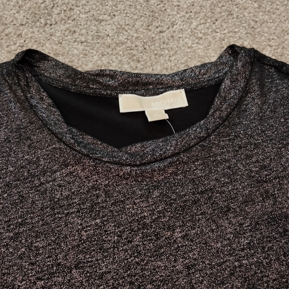 NWT Sz M Michael Kors Women's Metallic Silver Knit Top - Picture 4 of 10